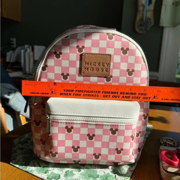 Disney Mickey Mouse Pink and White Checkered Backpack - Picture 9 of 12